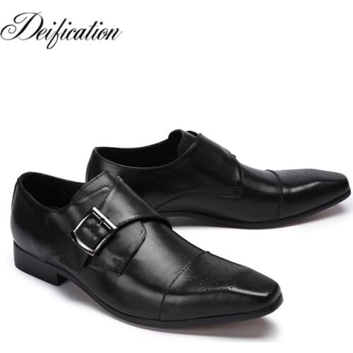 Deification Sapato Social Black Men Dress Shoes Masculino Luxury Genuine Leather Elegant Business Formal Oxford Shoes For Men