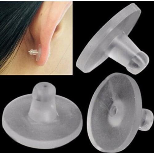 Soft Clear 100x Earring Backs Earring Stoppers Portable Silicone Rubber Bullet Clutch Earring Pad Jewelry Accessories