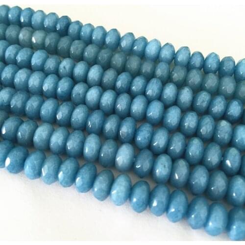 Natural Stone Dyed Blue chalcedony jades 5x8mm Faceted Rondelle Abacus Loose Beads Women Jewelry Making Findings 15inch FR62