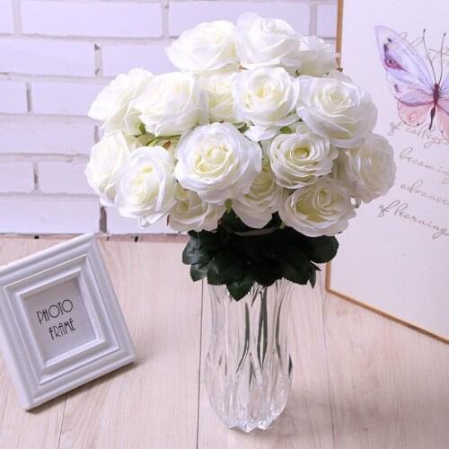 Newly 10PCS/Set Artificial Flower Rose Package Colorful Wedding Bridal silk Bouquet for Home Decoration Table Decoration