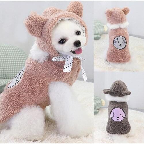 2021 New Style Pet Hoodie Cartoon Print Button Closure Warm Puppy Pullover Hooded Pet Supplies for Dog Teddy Winter Products
