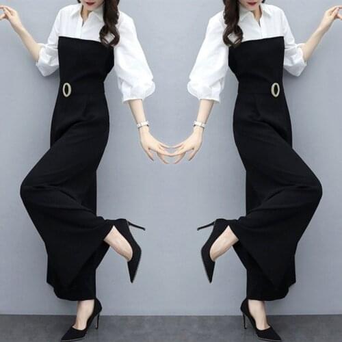 2021 Spring Autumn New Women Jumpsuit Korean Fashion Casual Bodysuit High Waist And Wide Leg Pants Club One Piece Outfits Summer