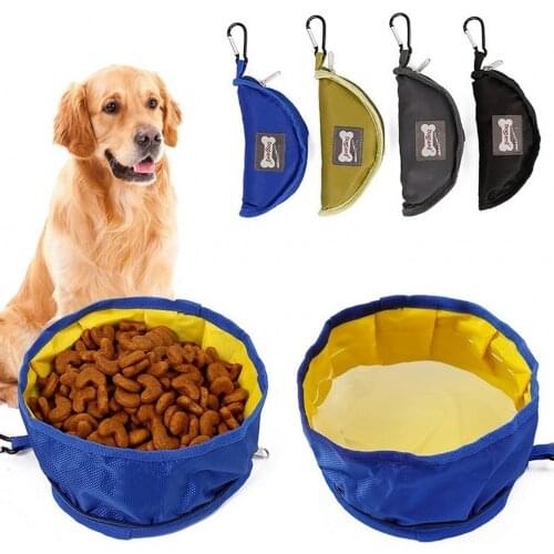 New Pet Dog Bowl Foldable Nylon Waterproof Outdoor Travel Feeding Feeder Water Bowl Large Capacity Dogs Food Bowls Pet Supplies