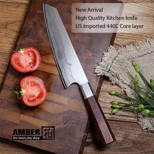 AMBER KNIFE 8'' Chef Knife 7 Layers VG10 Japanese Damascus Stainless Steel Professional Chefs Knives Sharp Blade Cooking Tool