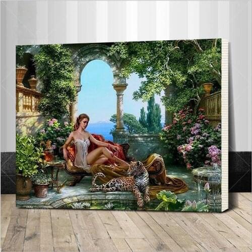 Framed tiger and sex girls DIY painting by numbers kits acrylic on canvas hand painted home decor picture artwork