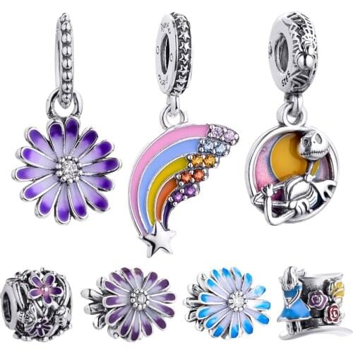 Anniversary Charms 925 sterling silver Beads Pendant Flowers Daisy Coffee Cup Planet Bead Fit Original 925 Bracelet DIY Jewelry
