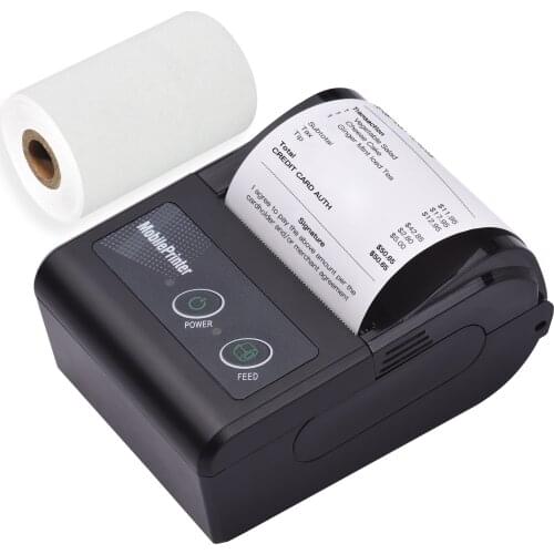 Portable 58mm Wireless Bluetooth Thermal Bill Receipt Printer 2in Mini Mobile Printer Retail Store ESC/POS Print for iOS Android