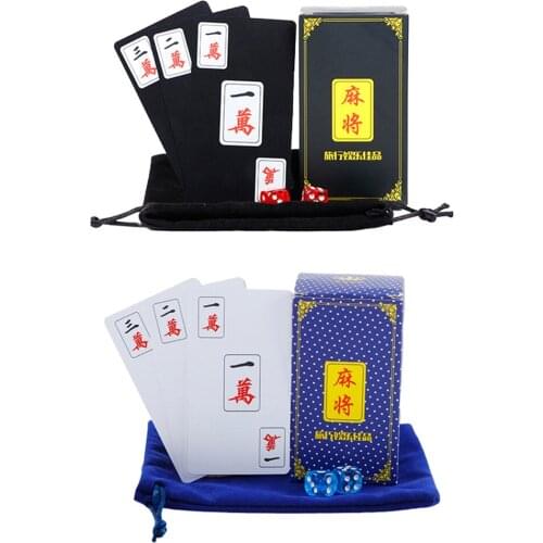 Portable Chinese Mahjong Game Set Accessories Indoor Outdoor Use with 2 Dice
