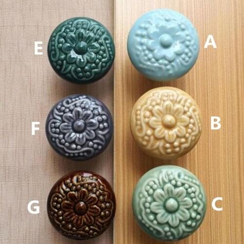 Retro Plum Relief furniture knobs Meter gray Wash the blue brown drawer watch tv table dresser dootr handles knobs pulls