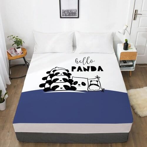 Cartoon Childrens Elastic fitted sheet bed sheet With An Elastic Band Mattress Cover Bed cover for kids baby Panda Dark blue