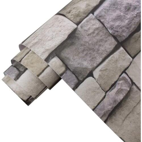 Khaki/Red/Blue Prepasted Contact Paper Peel and Stick Brick Wallpaper Stone Bedroom Decor Self-adhesive Wall Stickers