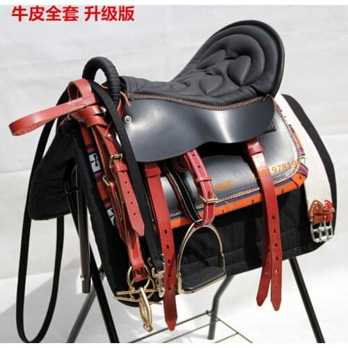 New Pure Cow Leather Saddle Tourists Soft Saddle Handmade Harness Horse Saddle