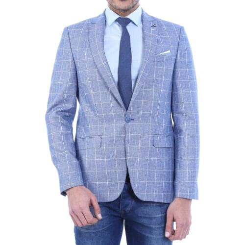 Plaid Slimfit Blue Jacket Wessi