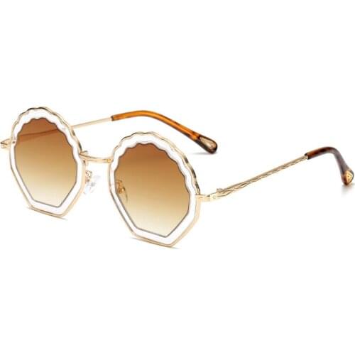 New Fashion Metal Flower Frame Design Round Sunglasses Men Spectacles Women Vintage Gradient Lens Shade Sun Glasses 7 Color L3