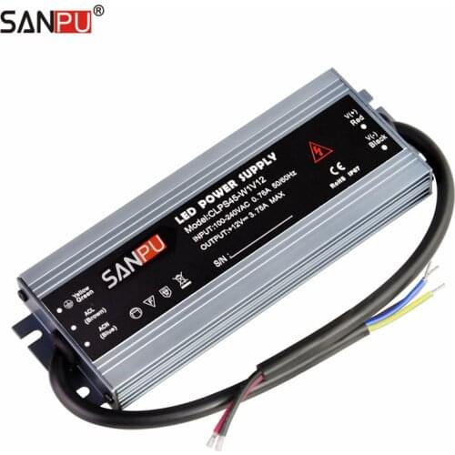 SANPU 12V Power Supply Waterproof IP67 45W 110V 220V AC to DC 12 Volt Lighting Transformer LED Driver Ultra Thin Slim for LEDs