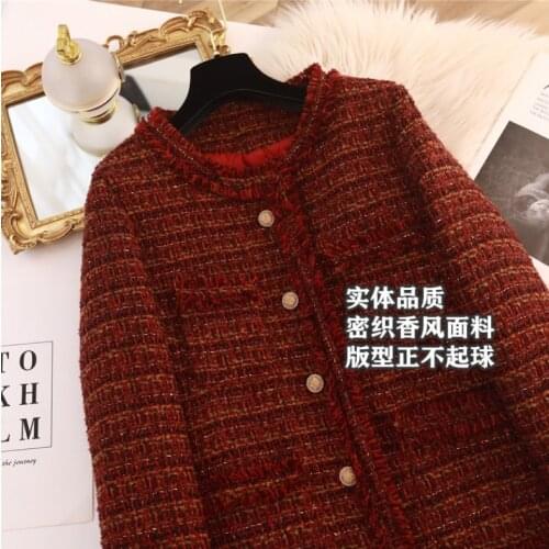 Womens Tops Coats High-quality Red Customized Ladies Tweed Short Korean Style INS Hot Brand Spring And Autumn Clothes Wholesale