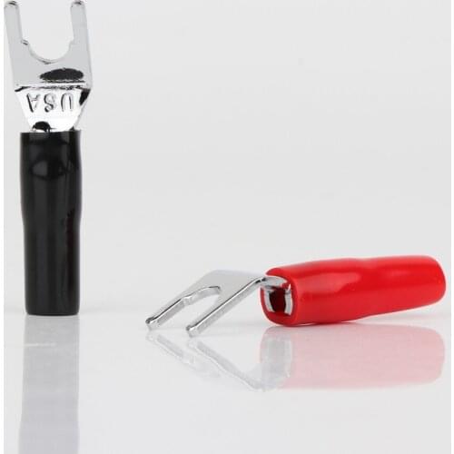 SY1519 High Quality Rhodium Plated Spade Plug Speaker Cable Spade Connector Terminal Plug 12pcs