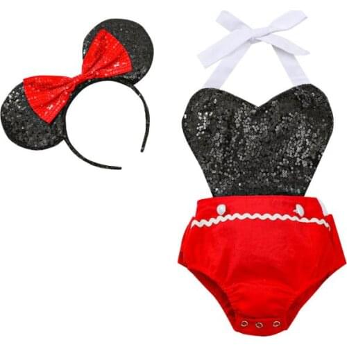 2021 Newborn Toddler Infant Baby Girl Kids Infant Sleeveless Romper Bow Headband Heart Shape Sweet Style Summer Clothing