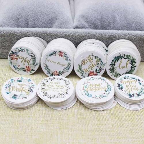 3cm newest Best wishes gifts package tag Merry christmas Happy new year holiday gifts wrapping label tag party suppiles