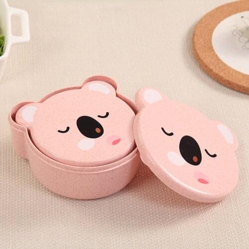 4Pcs Portable Baby Kids Bear Lunch Food Container Boxes Kids Fruit Snack Microwave Bento Lunch Bowl