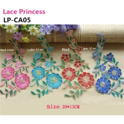 5 pairs 20X13 CM lace fabric flower applique patch embroidered flowers stage cheongsam clothes diy accessories LP-CA05