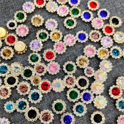 50pcs 10 12mm Multicolor Rhinestone Cabochons Beads Crystal Bezel Patch Needlework Handmade Bows Accessories For Jewelry Making