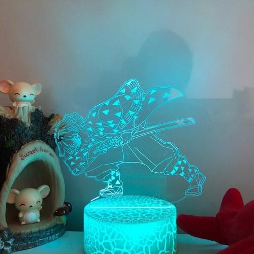 Anime Demon Slayer Agatsuma Acrylic LED Night Light On the Table 16RGB Changing USB For Kids Bedroom Decor Toys Bedside Gift