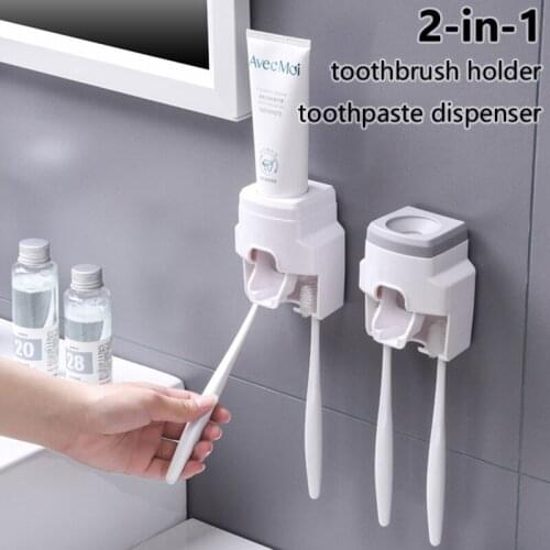 Toilet Washstand Automatic Toothpaste Extrusion Toothbrush Holder Wall - Mounted Toothpaste Lazy Extrusion Magic Device