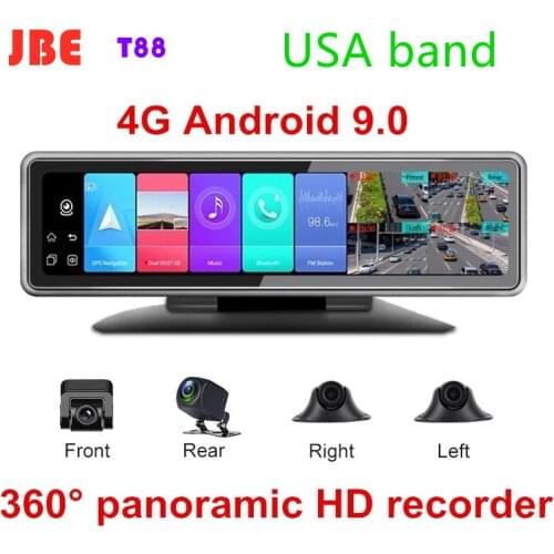 4 Cameras 4G Android 9.0 Car Dash Cam GPS Navigation HD 720P Video Recorder Dashboard DVR WiFi App Remote Monitoring USA Band