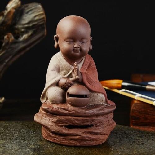 Buddha Statues Incense Burner Incense Base Bowl Baldheaded Monk Coil Incense Clay Tea Pet Incense Base Aromatherapy Plate Z297