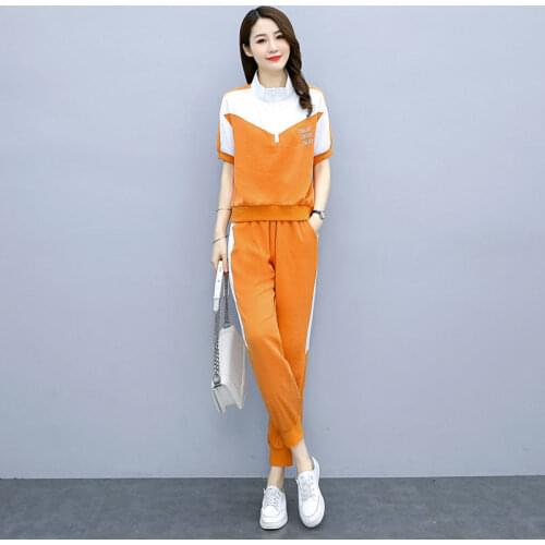 One Piece / Suit Sports Leisure Womens Summer 2021 New Fashion Brand Loose And Thin Korean Pants Short Sleeve Two Piece Set