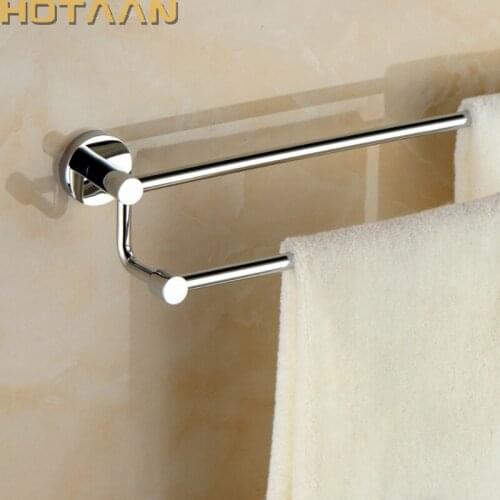 30/40/50/60cm Wall Mounted Chrome Color Brass Made Double Towel Bar For Bathroom accessoriesTowel Rack Towel Holder YT-10198