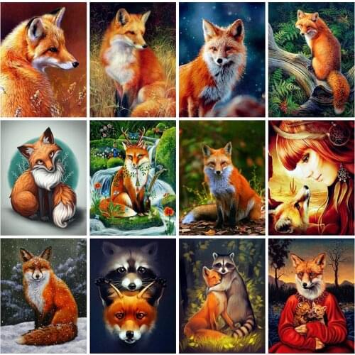 EverShine Diamond Painting Full square Fox Diamond Art Animals Cross stitch Bead Embroidery Mosaic Kits Home Decor