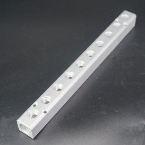 G1/2" In G1/4" Out 10 Way 12 Ports 30x30mm Pneumatic Aluminum Manifold Block Splitter