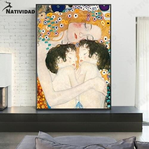 Mom Child Oil Painting Canvas Painting Shop Decor Girl Hug Painted Poster Wall Art Living Room Bedroom Home Decoration