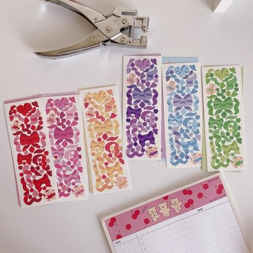 1 Pc Kawaii Color Ribbon Cartoon Bear Stickers Decoration Journal Scrapbooking DIY Album Diary Cute Stationery School Supplies