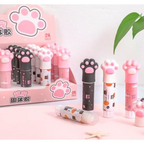 Kawaii Cat Claw Shape Solid Glue Stick Strong Adhesives Glue Stick for Student Stationery Solid Glue High Viscosity Supplies
