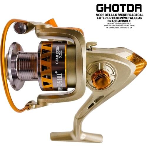 Ball Bearing Metal Fishing Reel, JF Series Spinning Reel with Bearing, Gear Ratio: 5.2:1 Pesca