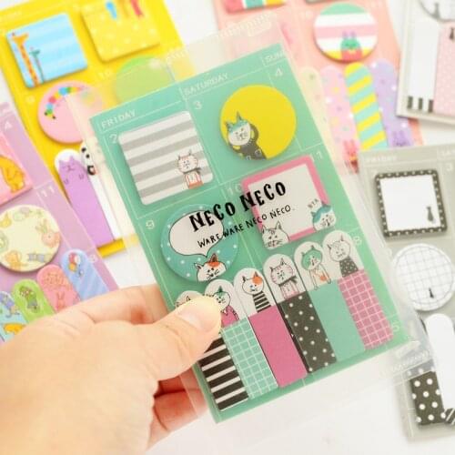 Cute Kawaii Stationery Memo Pad Bookmarks Creative Cute Animal Sticky Notes School Supplies Paper Stickers Multi design