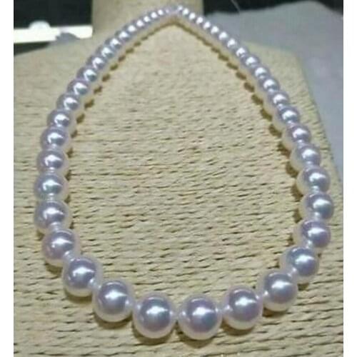 Fashion jewelry Free Shipping 18" AAA 9-10mm genuine natural south sea white pearl necklace