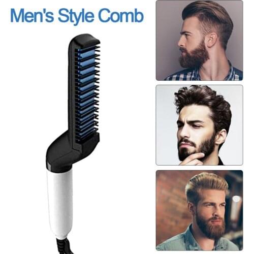 Men Quick Beard Straightener Styler Comb Multifunctional Hair Curling Curler Show Cap Tool