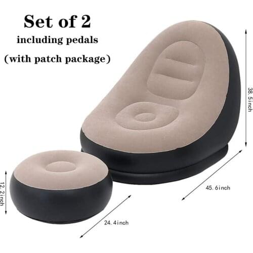Inflatable Leisure Bean Bag Sofa Lazy Couch Bag Chair Outdoor Folding Lounger Bed Puff Up Seat Pouf Bag Tatami With Footstool