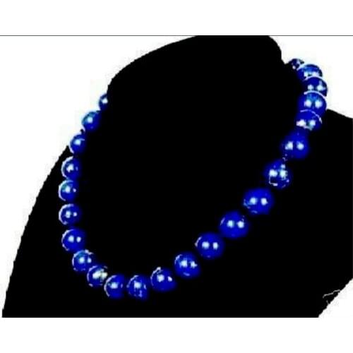 Natural 8mm Egyptian Blue Lapis Lazuli Round Gems Beads Necklace 18'' AA
