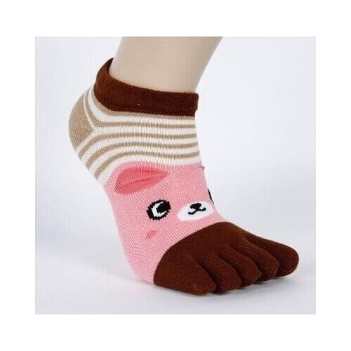 3 Pairs Women Five Finger Socks Short Tube Cute Cotton Womens 5 Toe Socks Fashion Ankle Socks Casual Cartoon