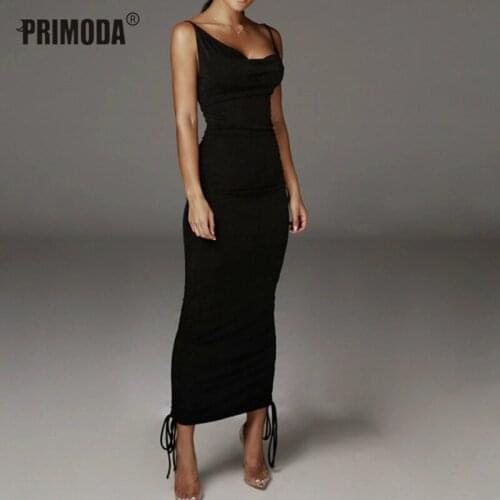 New Sexy Spring Party Lace Up Bandage Dresses Backless 2021 Elegant Night Club Midi Dress Spaghetti Straps Black Outwear PR2269G