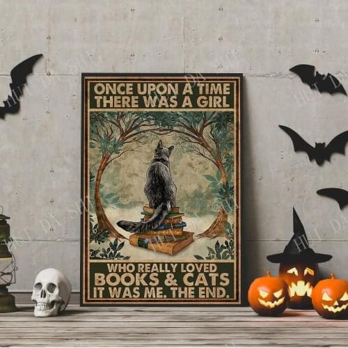 Once Upon A Time There Was A Girl Who Really Loved Cats and Books Poster, Cat Poster, Signs for Home, Gift for Cat Owner