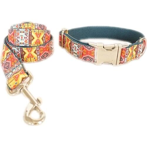 Bohemia Style Dog Collar and Lead Set Adjustable Clip Buckle Collar Running Leash Pet Products for Small Medium and Large Dogs