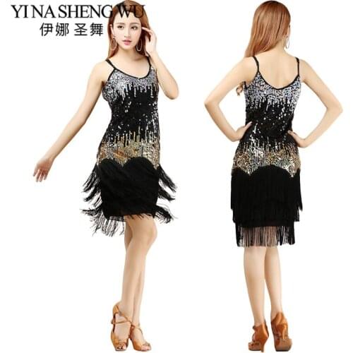 Latin dance dress new sexy tassel ladies couple / salsa / samba dance with Latin dance dress competition dress sequin dress