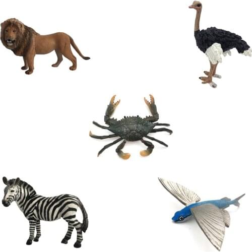 Nature Lion Ostrich Zebra Flying Fish Cute Animal Model Action