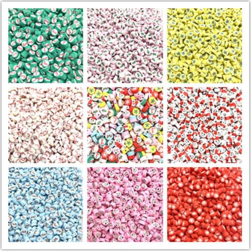30pcs/lot 10mm Christmas Pattern Beads Polymer Clay Spacer Loose Beads for Jewelry Making DIY Hand Chain Necklace Accessories